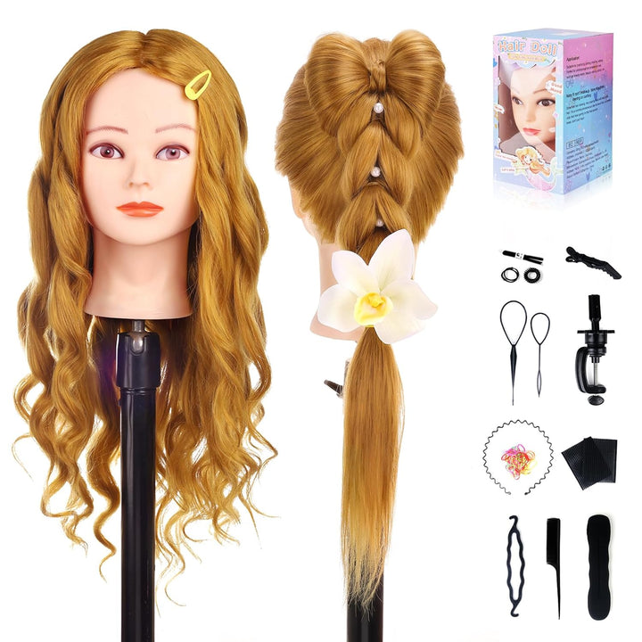 TopDirect Frisierkopf, 66cm/26 Zoll Puppenkopf zum Frisieren Langhaar, 70% natürliches Haar Training