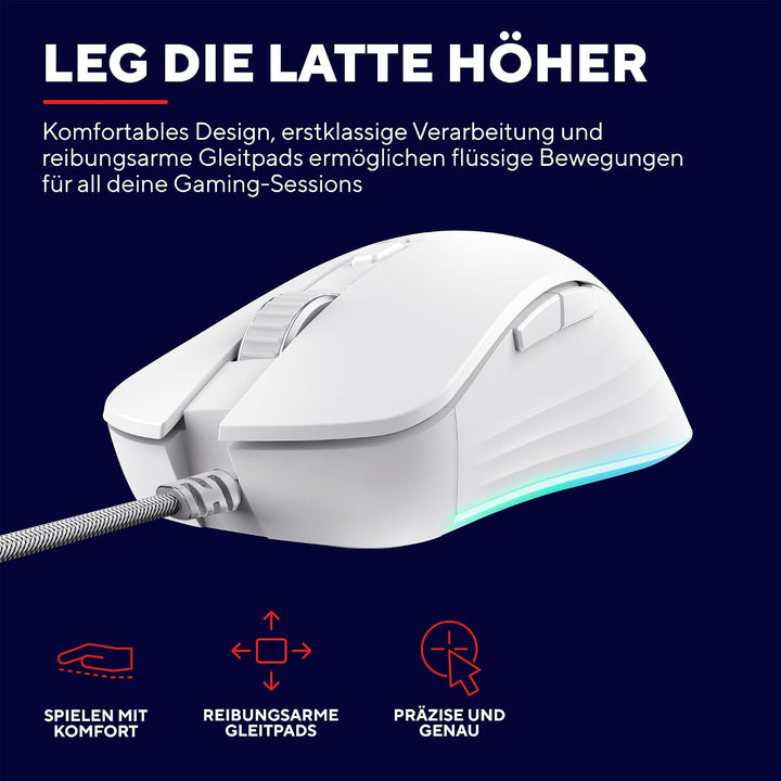 Trust Gaming GXT 924W Ybar+ Kabelgebundene Gaming Maus, 25600 DPI, 50% Recycelten Materialien, 6 Pro