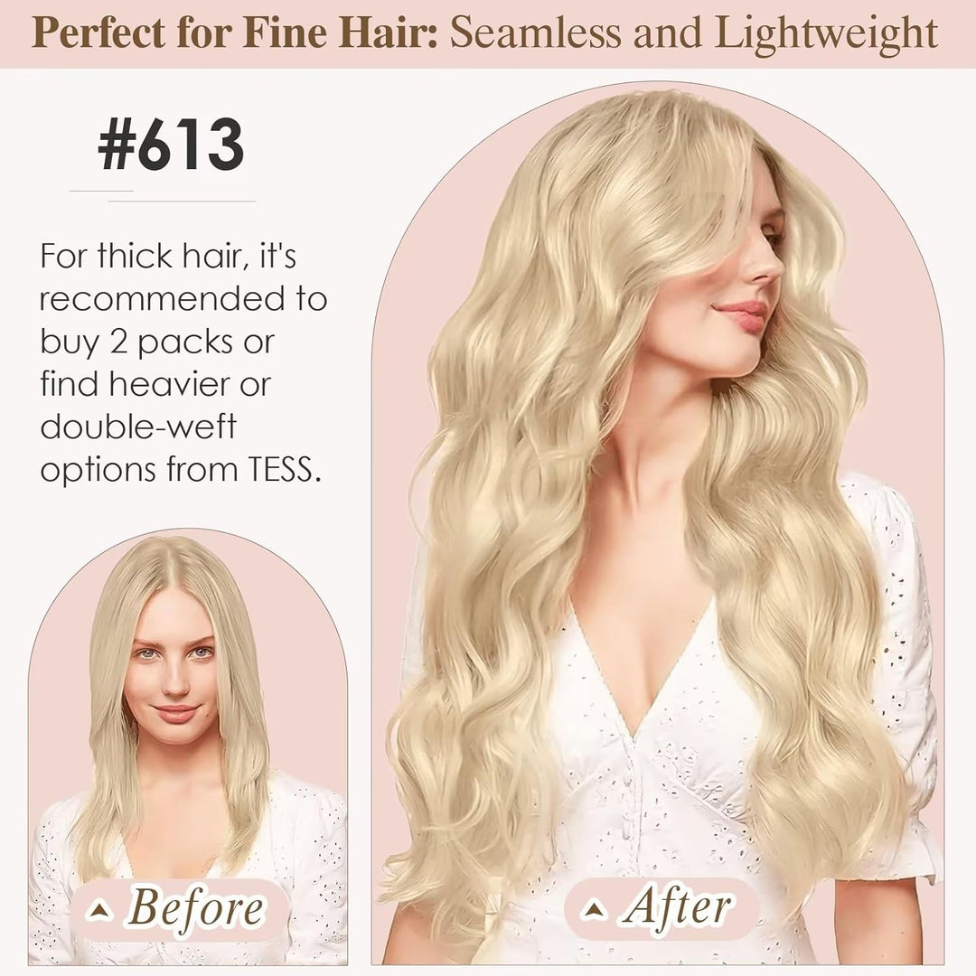 TESS Clip in Extensions Echthaar, 8pcs Clip in Haarverlängerung Remy Echt Haare Natürliche 18 Clips