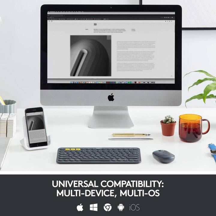 Logitech K380 Kabellose Bluetooth-Tastatur, Multi-Device & Easy-Switch Feature, Windows- und Apple-S