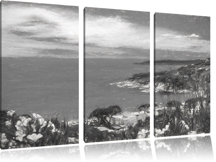 Pixxprint Panorama an der Toskana / 3-Teilig/Gesamtmass 120cm Leinwandbild bespannt auf Holzrahmen/W