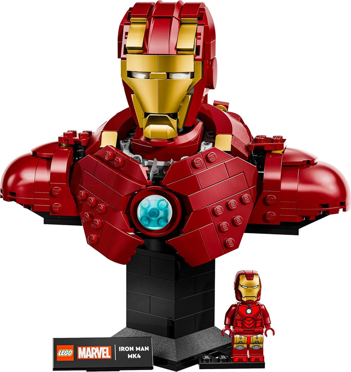 LEGO ǀ Marvel Iron Man MK4 Büste - Spielzeug für Erwachsene zum Ausstellen mit Tony Stark Minifigur,