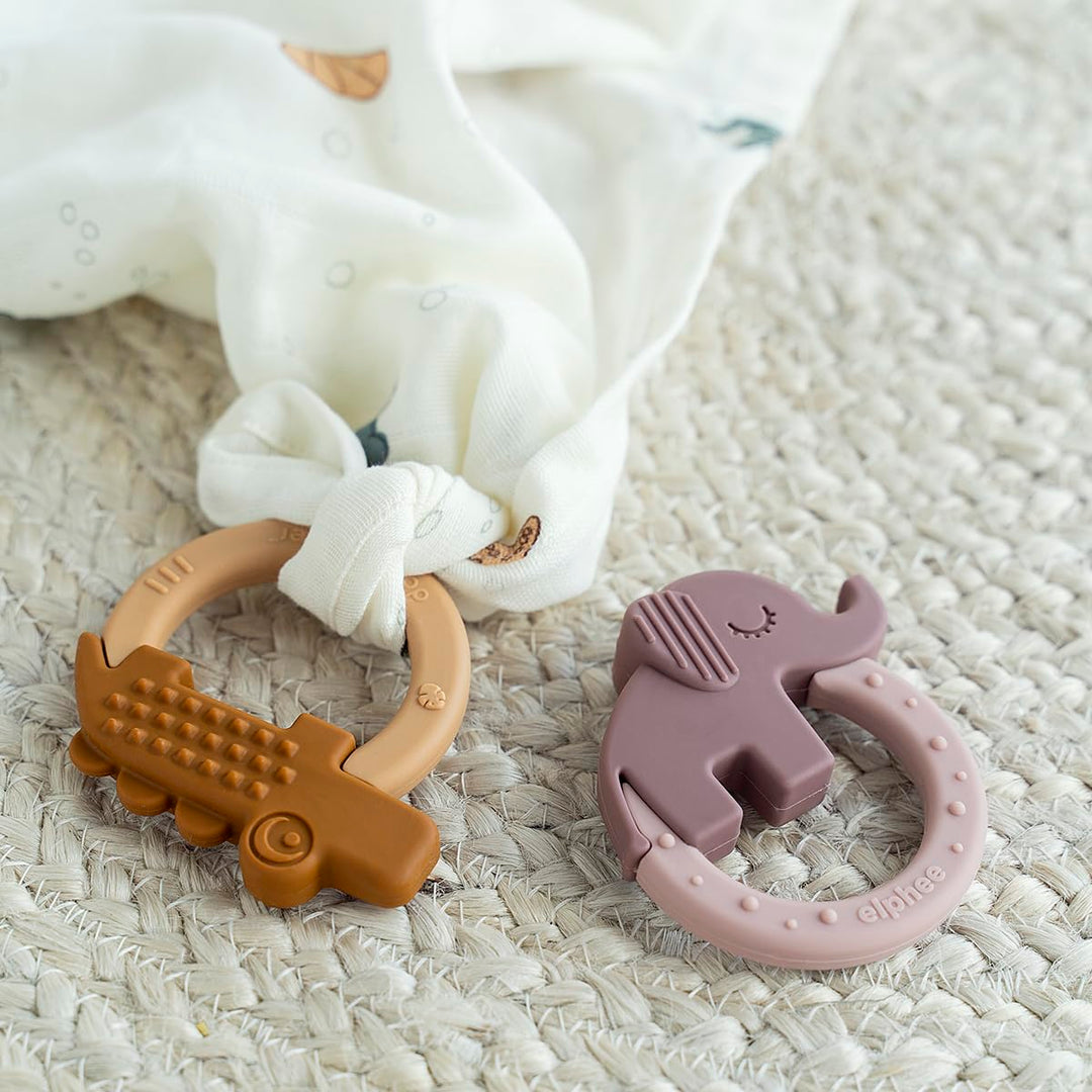 Done by Deer Beissring 2-er Pack Deer friends Senfgelb/Rosa - Baby beissspielzeug aus 100% Silikon i