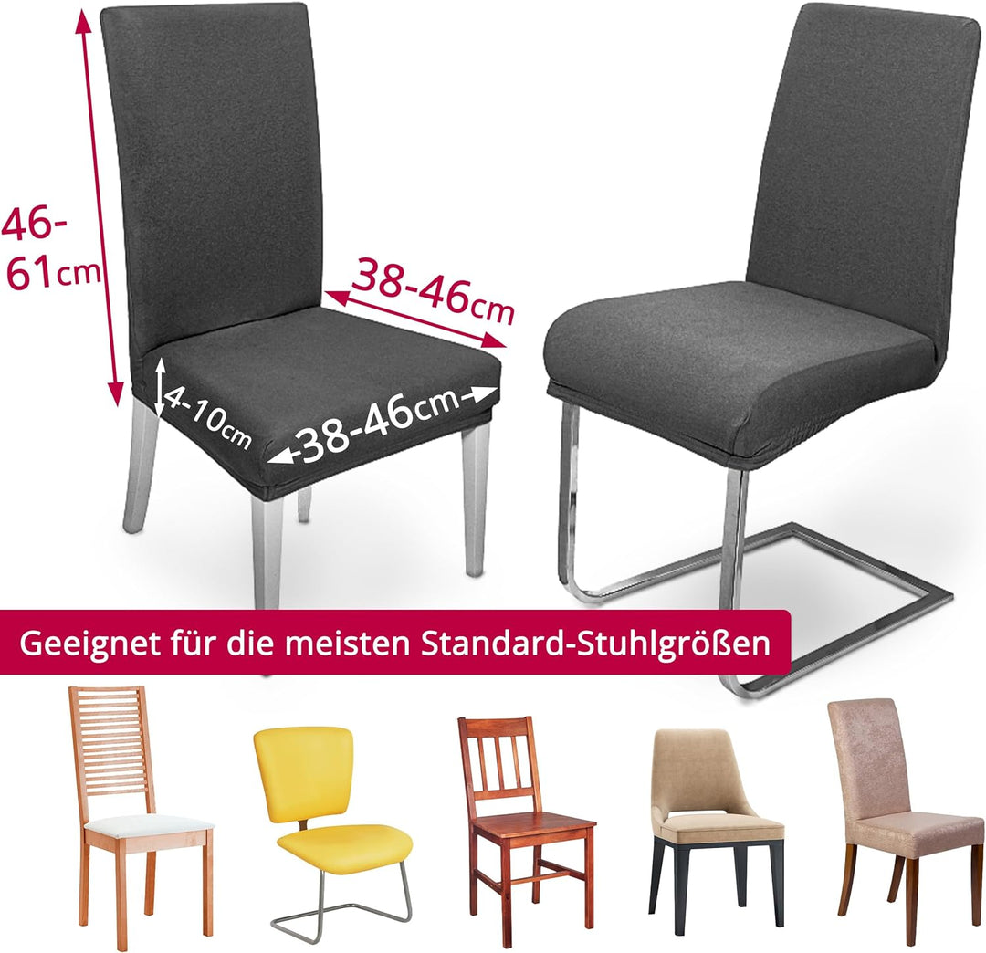 DecoHomeTextil Universal Stretch Uni Stuhlhusse Stuhlhussen Husse Hussen mit 200g/m² 4er Set Hellgra