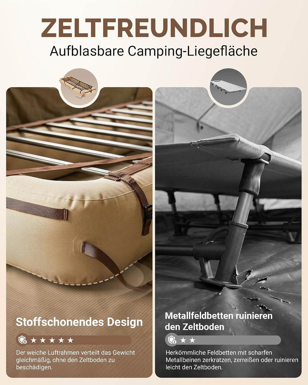 KingCamp Aufblasbares Campingbettgestell Campingbett Feldbett für Camping Isomatte Luftmatratze Aufb