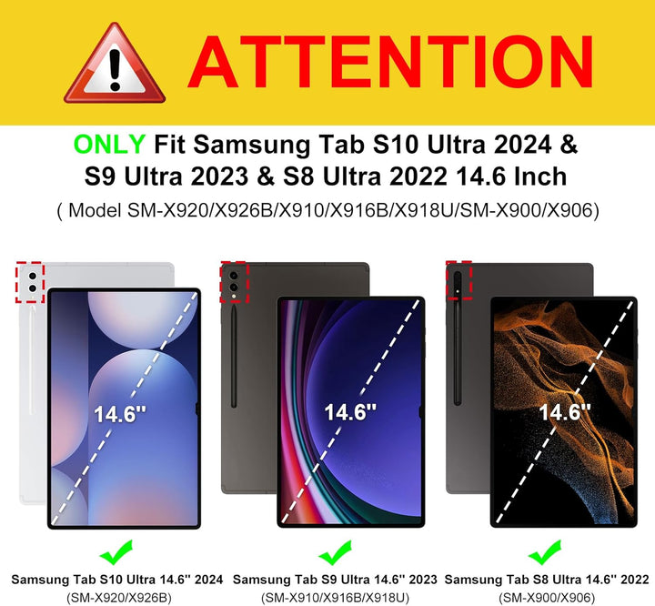 Fintie Hülle für Samsung Galaxy Tab S9 Ultra 14.6 Zoll 2023, Multi-Winkel Betrachtung Folio Schutzhü