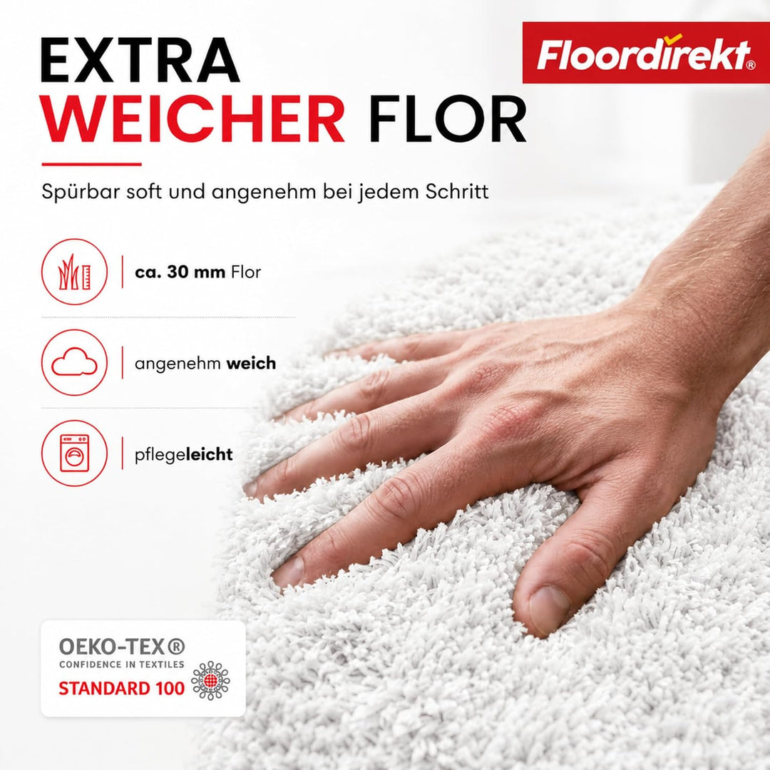 Floordirekt Badematte Sky - Badezimmerteppich - Weicher, dichter Hochflor - Rutschhemmend &amp; Schnell