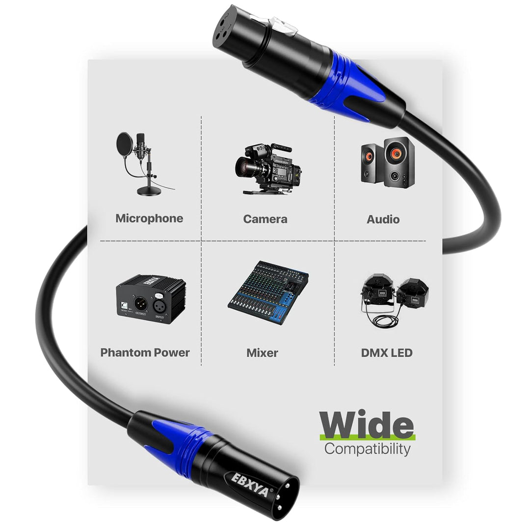 EBXYA XLR-Kabel Mikrofonkabel 1M 2Packs symmetrischer Stecker auf Buchse XLR-Patchkabel für DMX, Stu
