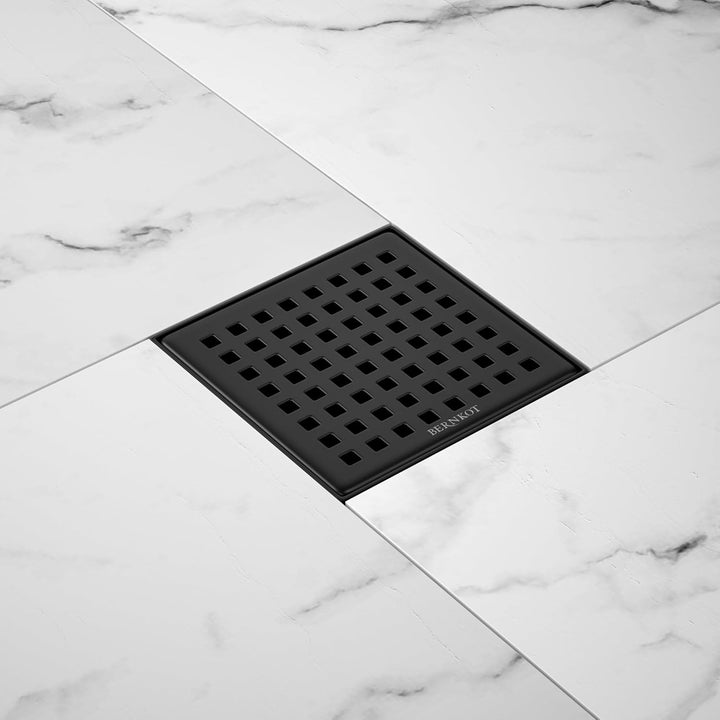 Duschrinne Quadrat 10 * 10cm, 360° Siphon mit Geruchsstop und Haarsieb Edelstahl Ablaufrinne Bodenab