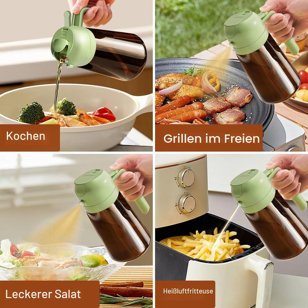 YARRAMATE 2 Stück 470ml Lichtblockierender dunkler Ölsprüher zum Kochen, 2-in-1 UV Schutz ölzerstäub