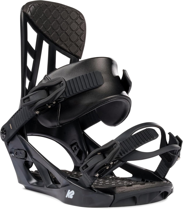 K2 Indy Mens Snowboard Bindings Schwarz L (EU: 40.5 - 44.5 — US: 9 - 12 — MP: 260 - 290), Schwarz L