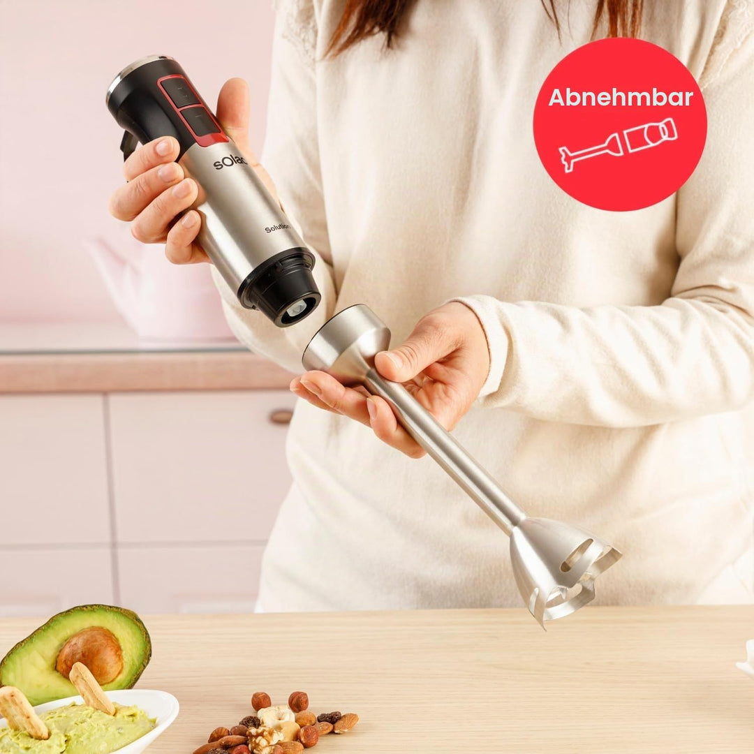 Solac Solution – Stabmixer 1503 Plus | 1500 W | 4 Edelstahlklingen | Edelstahl-Rührstab | Turbo-Funk
