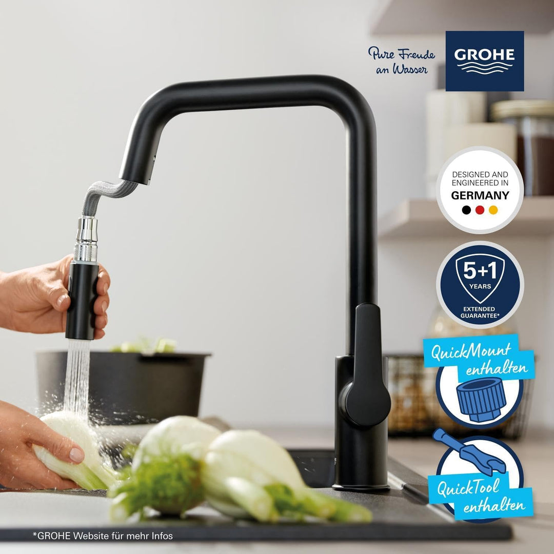 GROHE Start - Einhand- Spültischarmatur (hoher Auslauf, Schwenkbereich 360°, herausziehbare Dual Spü