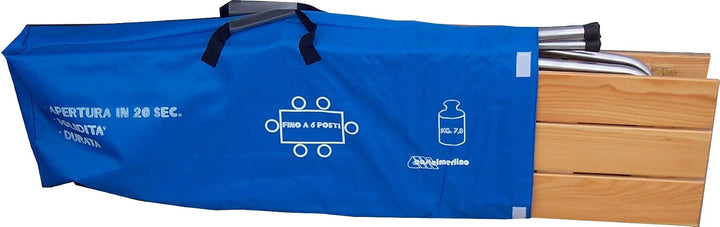 CASTELMERLINO 47 Klapptisch Camper Lärche cm 100 x 60 cm mit Tasche Nylon 60 x 100 Beine Grau und Ti