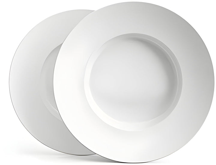 Der Schiefe Teller (2er Set) Suppenteller aus Porzellan, weiss, Ø 26,7 cm, tiefer Teller, auch als P