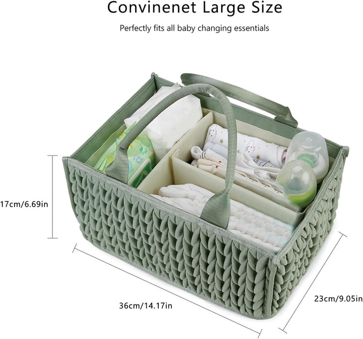 Tragbare Windel Caddy Organizer Korb mit Griffen für Baby und Tücher Grün, Grün