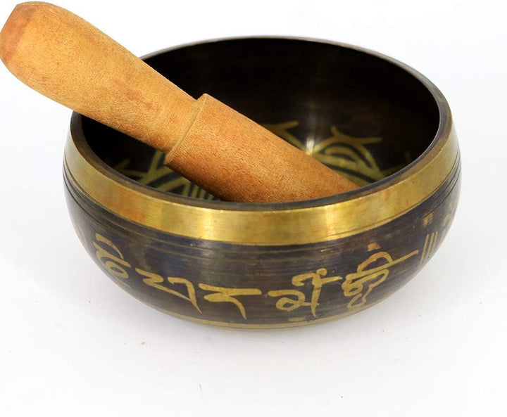 Tibetische Klangschale Set,Klangschalen Set 9.5cm Traditionelle Klangschale mit Holzstreicher und ha