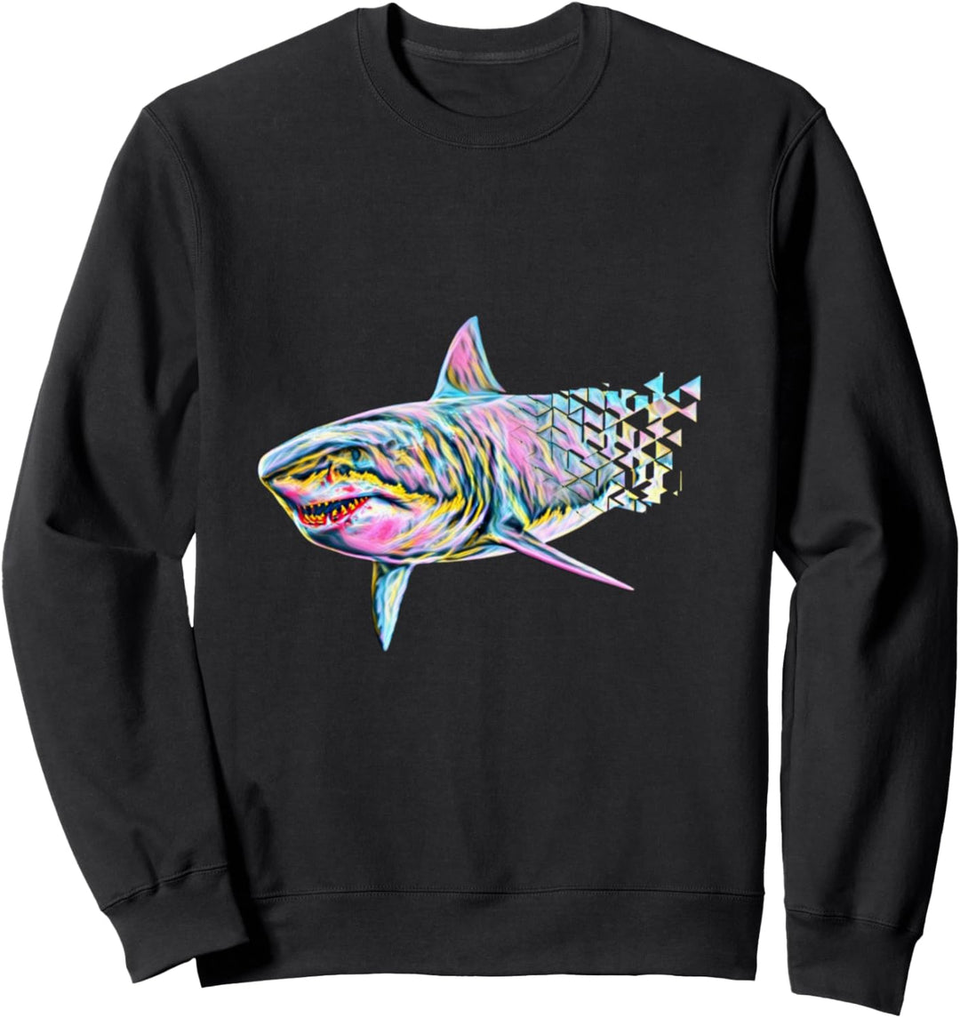 Weisser Hai Motiv Haie Raubfisch Rückenflosse Zähne Hai Sweatshirt