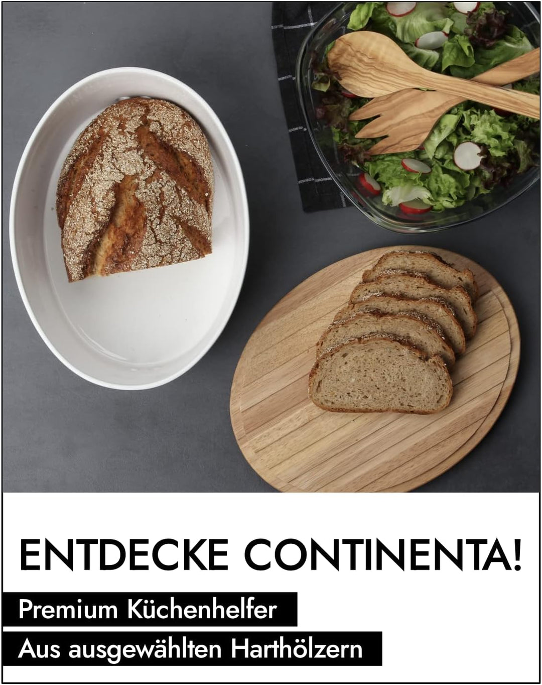 Continenta Brottopf oval mit Holzdeckel, 36 x 23 x 13,5 cm 36 x 23 x 13,5 centimeters Weiss, 36 x 23