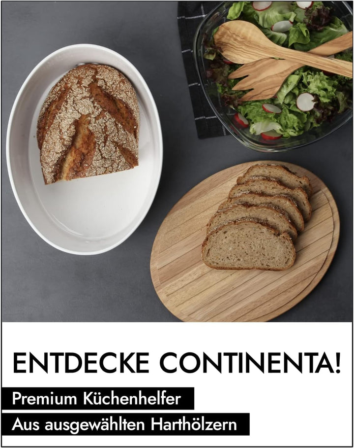 Continenta Brottopf oval mit Holzdeckel, 36 x 23 x 13,5 cm 36 x 23 x 13,5 centimeters Weiss, 36 x 23