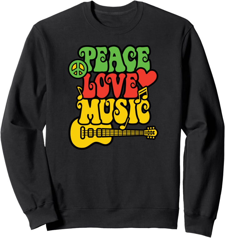 PEACE LOVE MUSIC Retro Rock & Roll Design Reggae Gitarre Sweatshirt