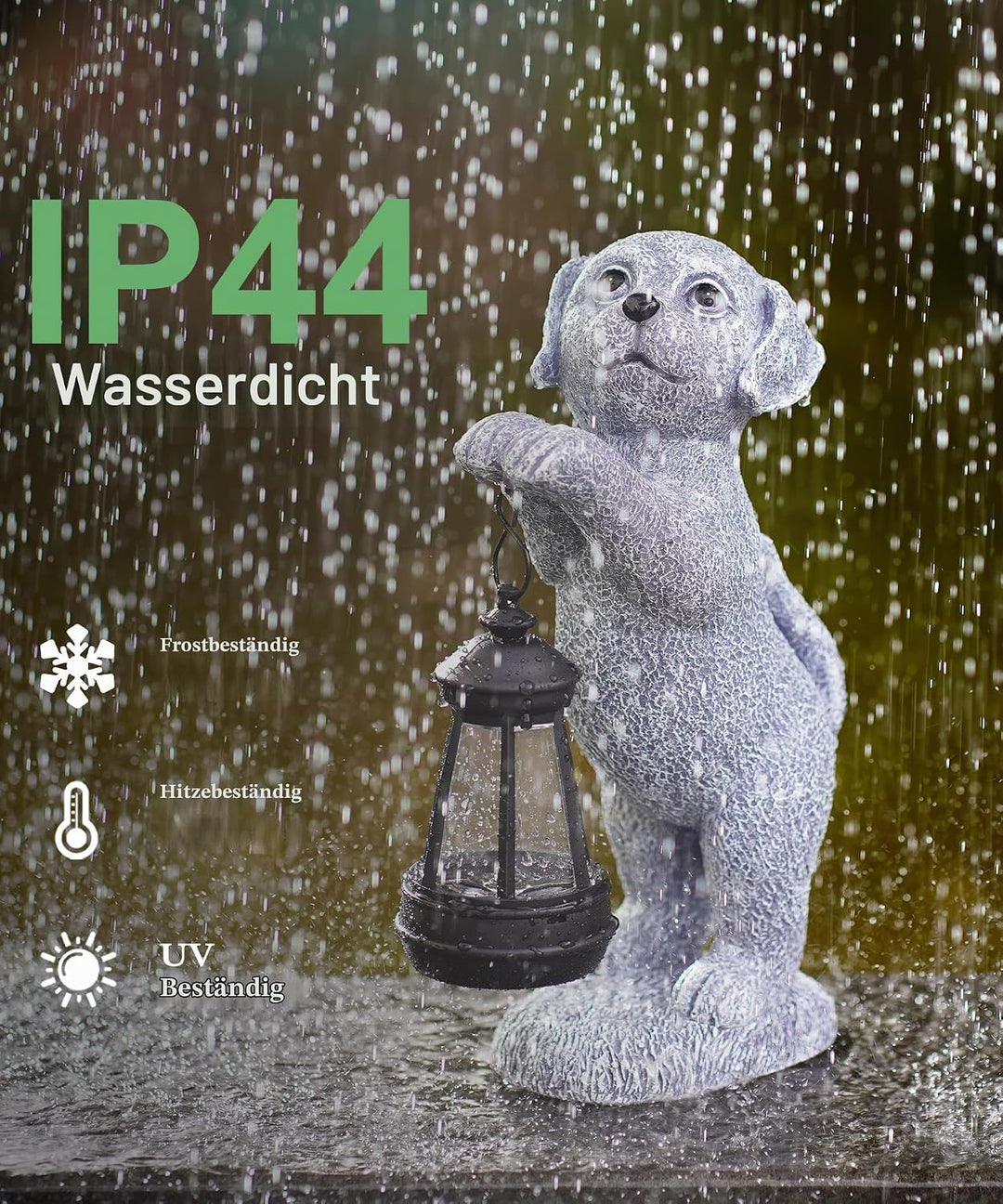 Hund Deko Solarlampen für Aussen Garten - Hundfiguren Solar Lichterkette für Aussen Hunde Solar Gart