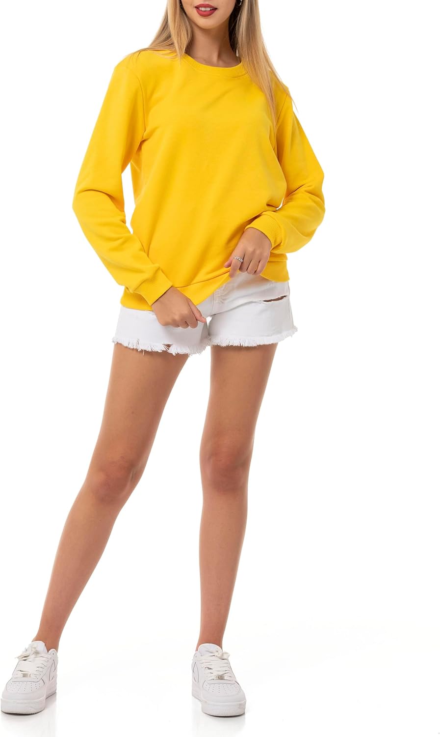 Red Bridge Damen Crewneck Sweatshirt Pullover Premium Basic L Gelb, L Gelb