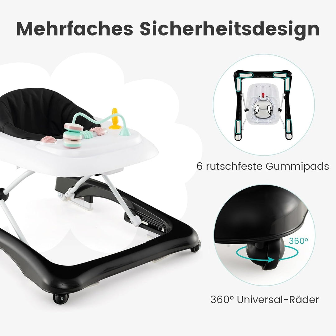 COSTWAY 3 in 1 Lauflernhilfe klappbar, Lauflernwagen mit verstellbarer Höhen & Geschwindigkeit, Baby