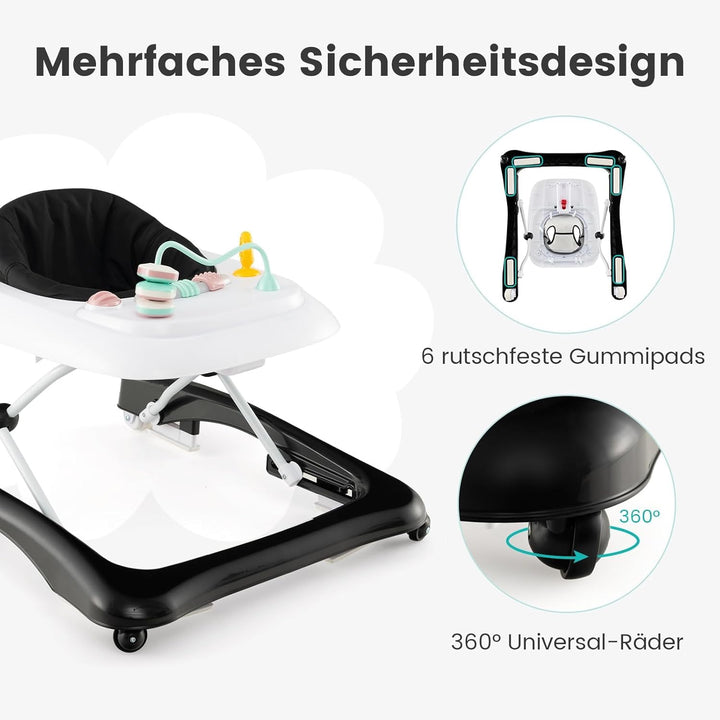 COSTWAY 3 in 1 Lauflernhilfe klappbar, Lauflernwagen mit verstellbarer Höhen & Geschwindigkeit, Baby