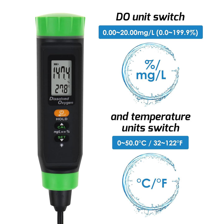 Digital Aufgelöst Sauerstoff Stifttyp Lang Kabel DO Meter ATC Wasser Qualität Prüfer mit Selbst Schw
