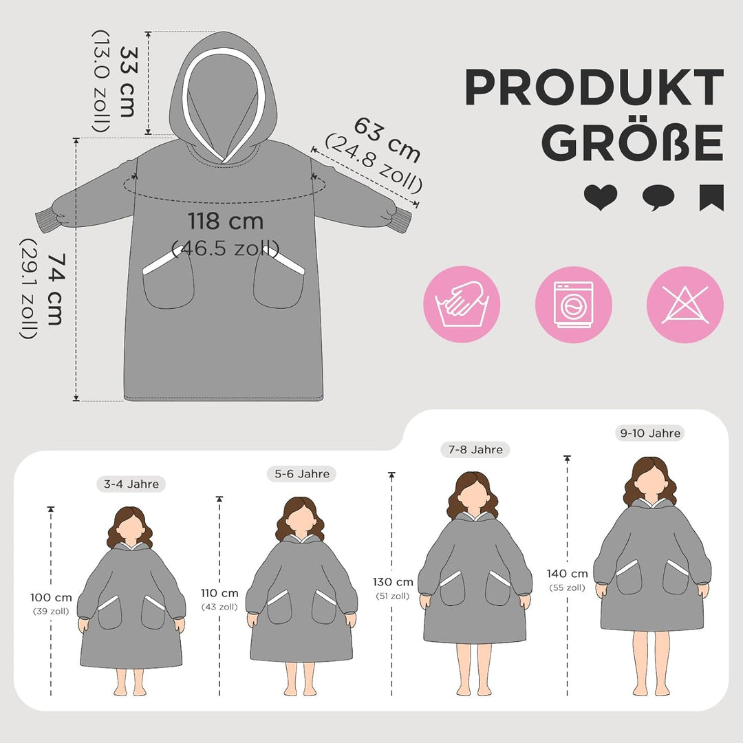 OLAOLA Katze Tragbare Decke Hoodie Im Dunkeln Leuchten, üBergrossEr Decken Hoodie Mit Taschen.Geburt