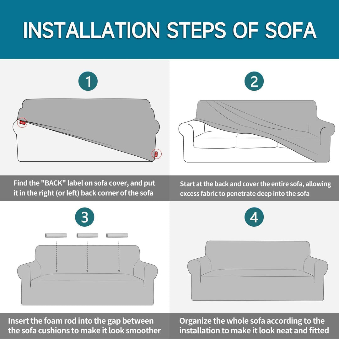 YSTELLAA Stretch Sofa überzug 4 Sitzer, Super Elastisch Sofabezug Mit Armlehnen Waschbarer, kratzfes