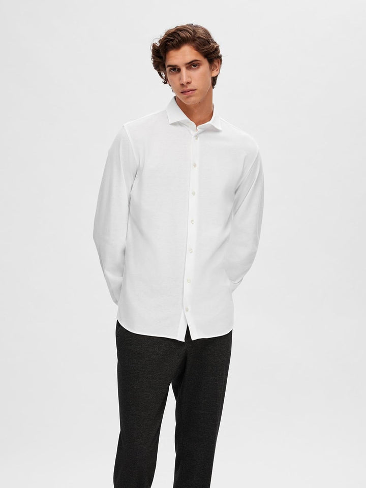 Selected Homme Male Langarmhemd Pikee XXL Bright White, XXL Bright White