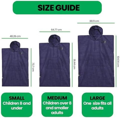 COR Surf Poncho, Wickelhandtuch, Bademantel mit Kapuze und Vordertasche, dicke, schnell trocknende M