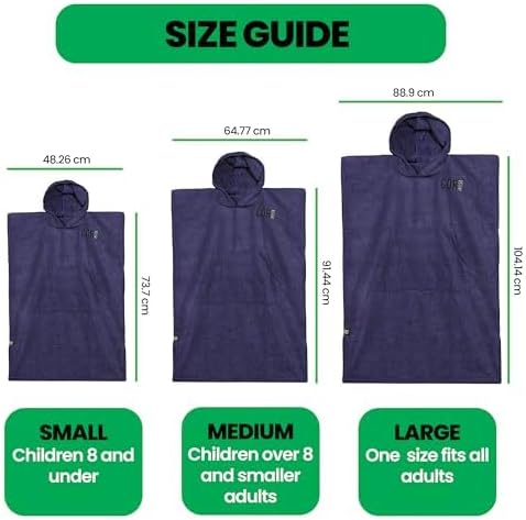 COR Surf Poncho, Wickelhandtuch, Bademantel mit Kapuze und Vordertasche, dicke, schnell trocknende M