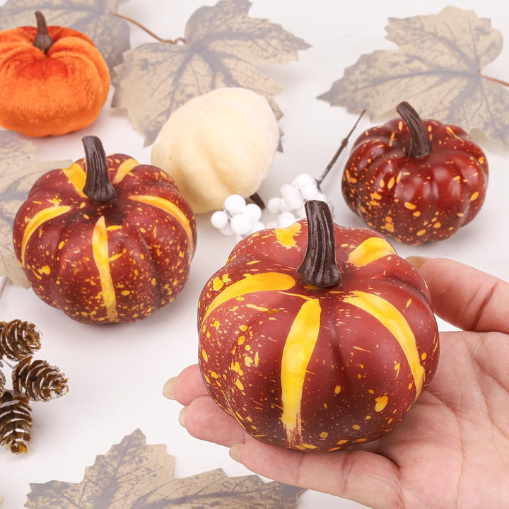 Funzhan 30 PCS Künstliche Kürbisse Set Realistische Kürbisattrappen in verschiedenen Grössen aus Kie