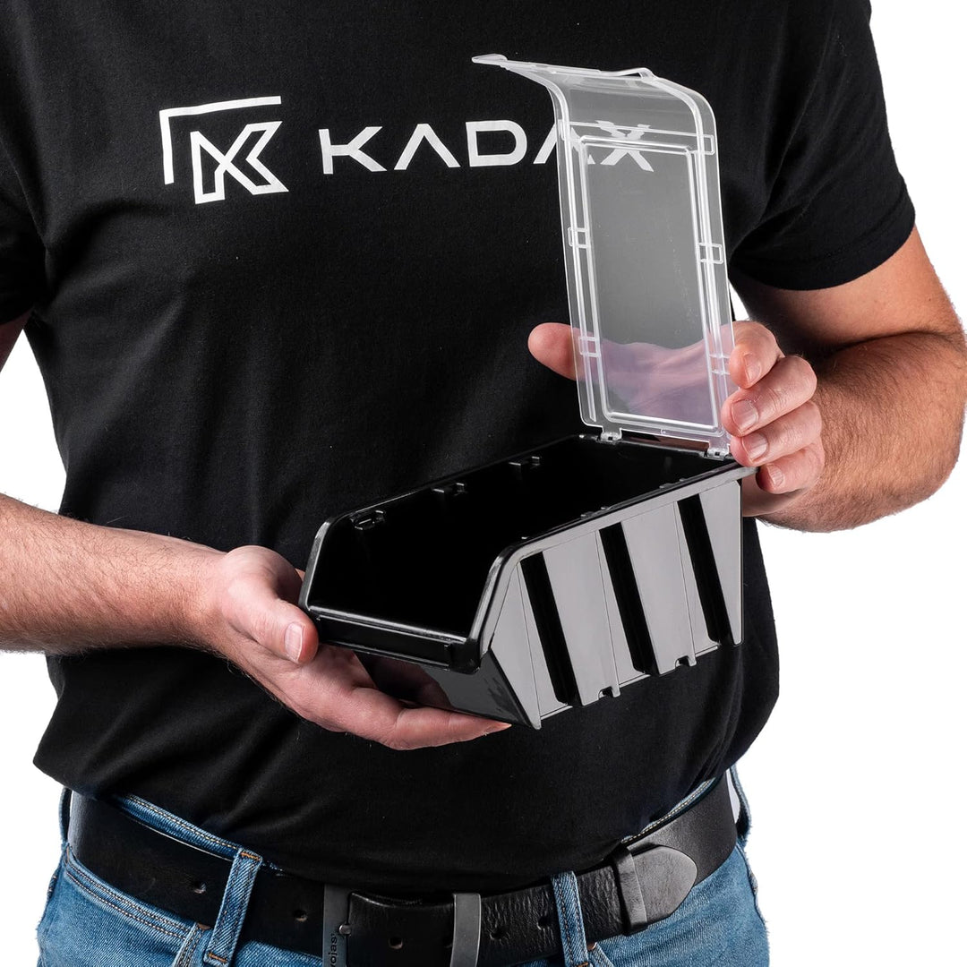 KADAX Stapelkiste mit Deckel, Lagerbox aus PP Kunststoff, Sichtlagerbox in verschiedenen Grössen und