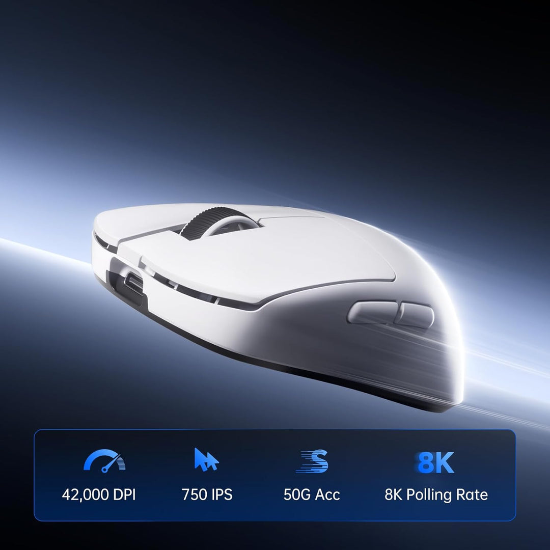 MCHOSE L7 Ultra+ Gaming Maus Kabellos, Ultraleicht, Ergonomisch, 42.000 DPI, PAW3950, Optical Switch