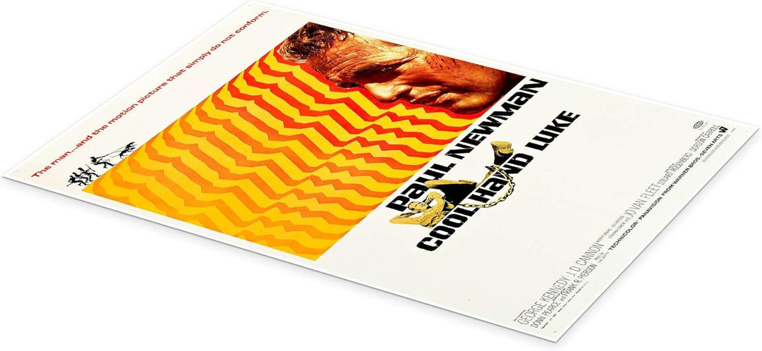 Paul Newman - Der Unbeugsame (englisch) Poster 40 x 60 cm Orange Wandbilder Wanddeko Papier 60L x 40