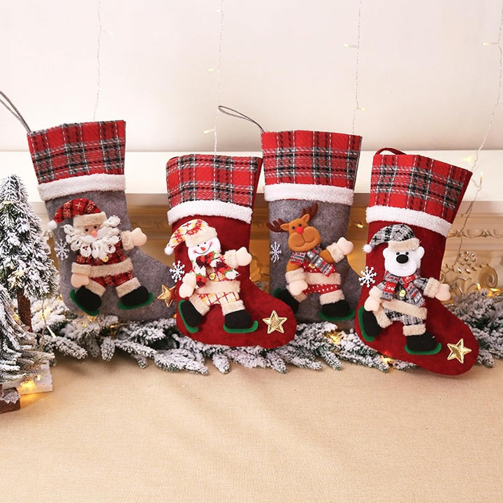 Lonsien Nikolausstrumpf gross 4 STK Weihnachtsstrumpf Geschenkbeutel Nikolausstiefel Personalisiert