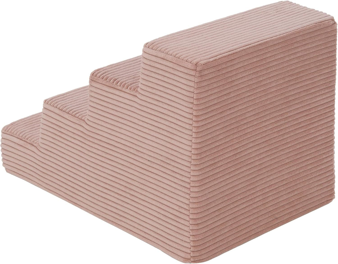 Hundetreppe mit 4 Stufen Katzentreppe Haustiertreppe Einstiegshilfe Schaumstoff (Farbe: rosa (Cord))