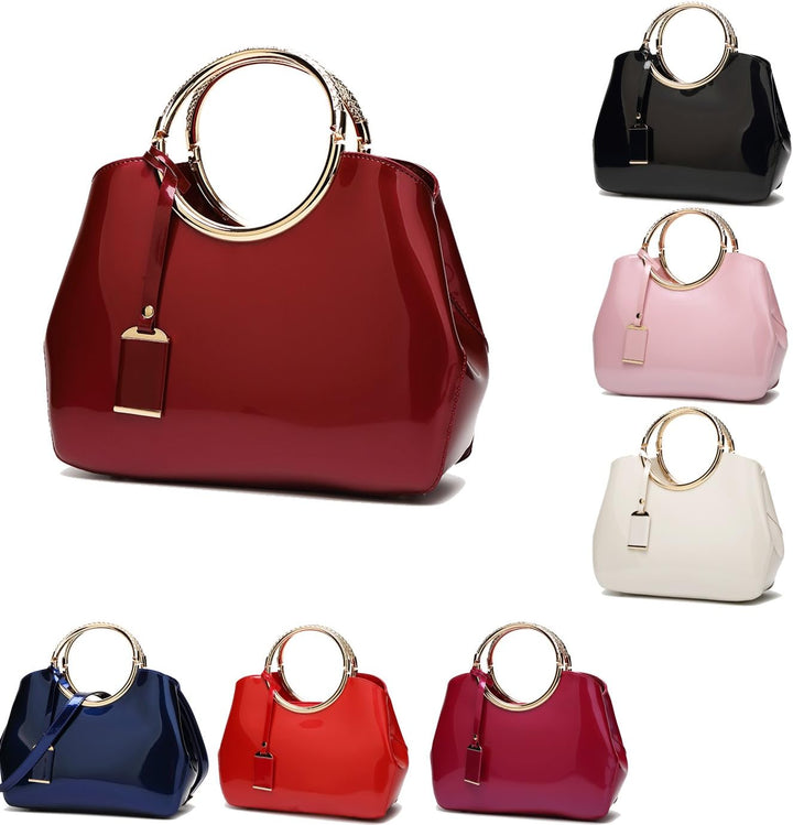 Coolives Damen Handtasche Tasche Henkeltasche aus PU-Lackleder Hochzeitstasche Schultertasche Umhäng