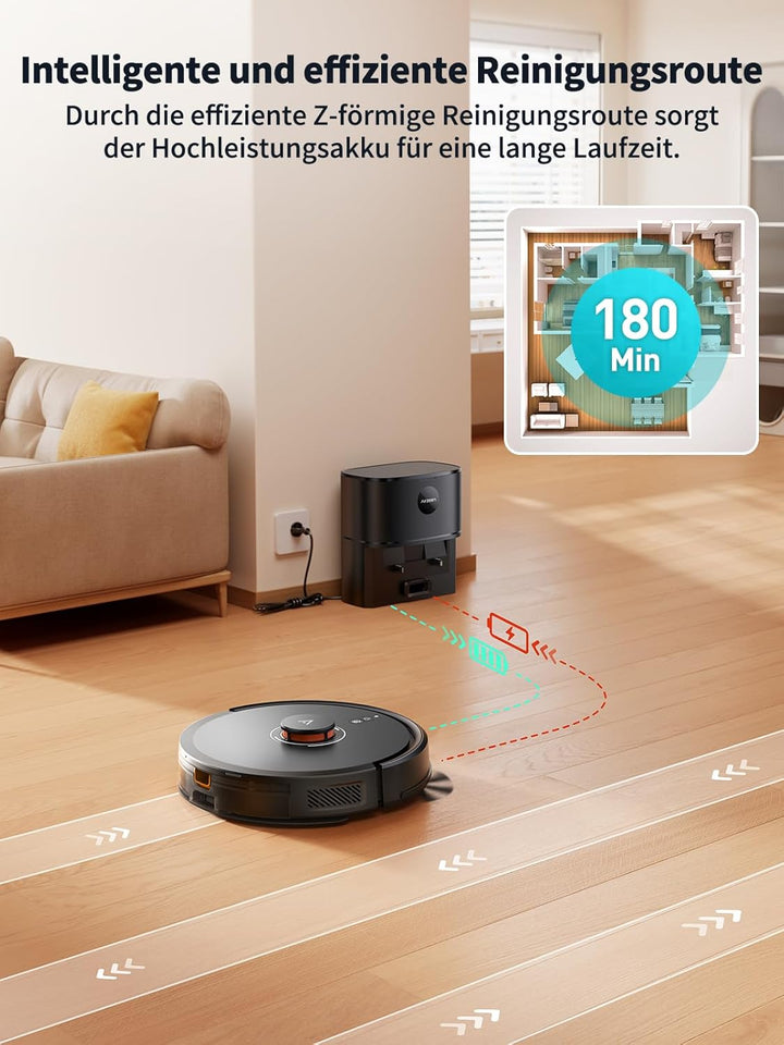 Airzeen Saugroboter mit Wischfunktion, Staubsauger Roboter mit Absaugstation, 6000Pa Saugkraft Saug