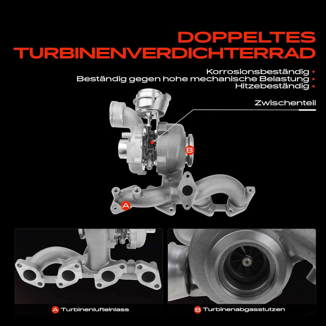 Frankberg Turbolader Kompatibel mit A3 8P1 8P7 8PA 2.0L 2003-2013 Altea 5P1 5P5 5P8 2.0L 2004-2009 L