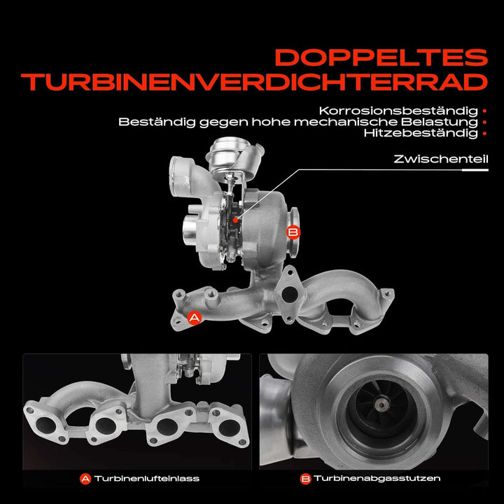 Frankberg Turbolader Kompatibel mit A3 8P1 8P7 8PA 2.0L 2003-2013 Altea 5P1 5P5 5P8 2.0L 2004-2009 L
