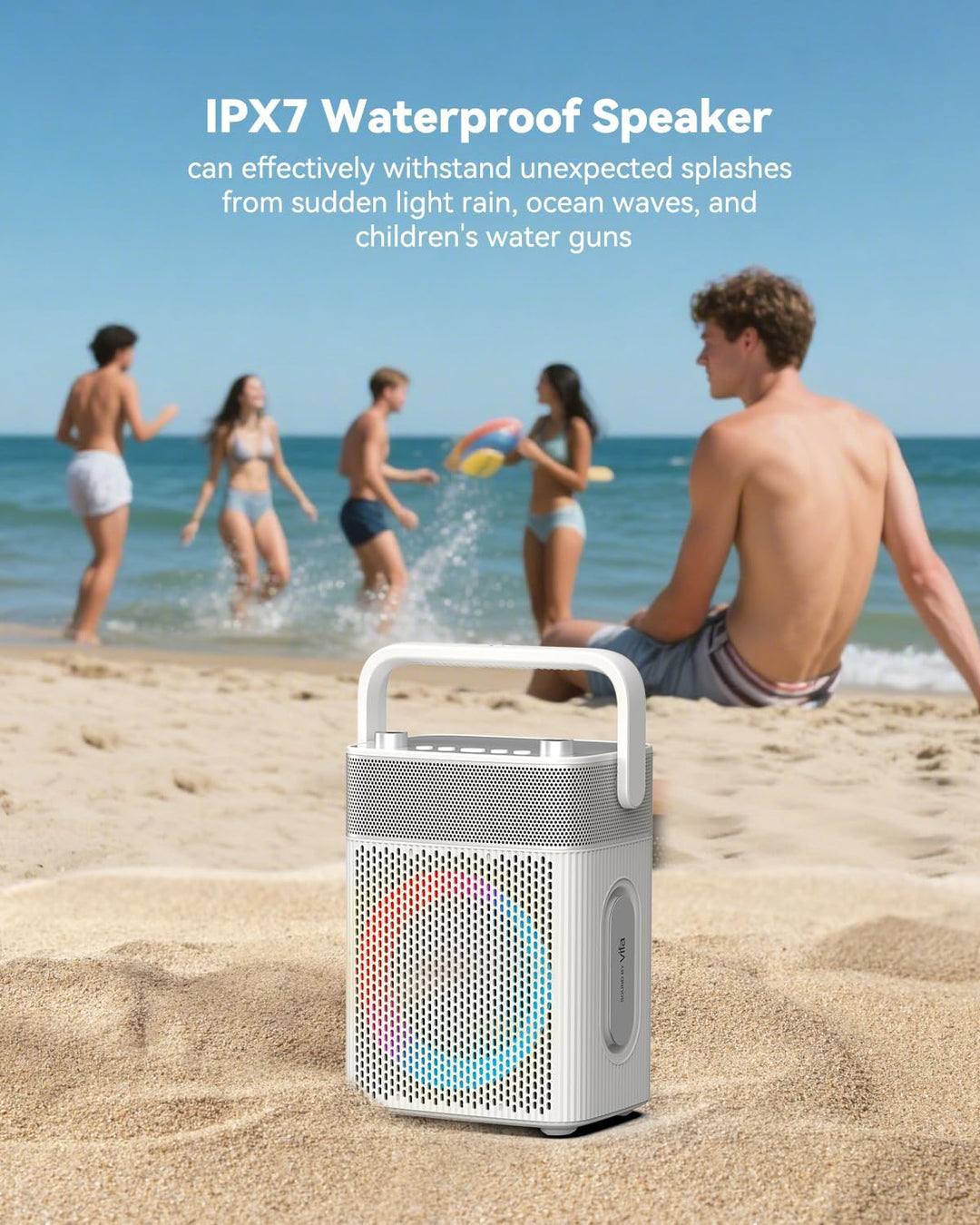 Tragbarer Bluetooth-Lautsprecher mit Licht, wasserdichte Karaoke-Maschine für Erwachsene und Kinder,