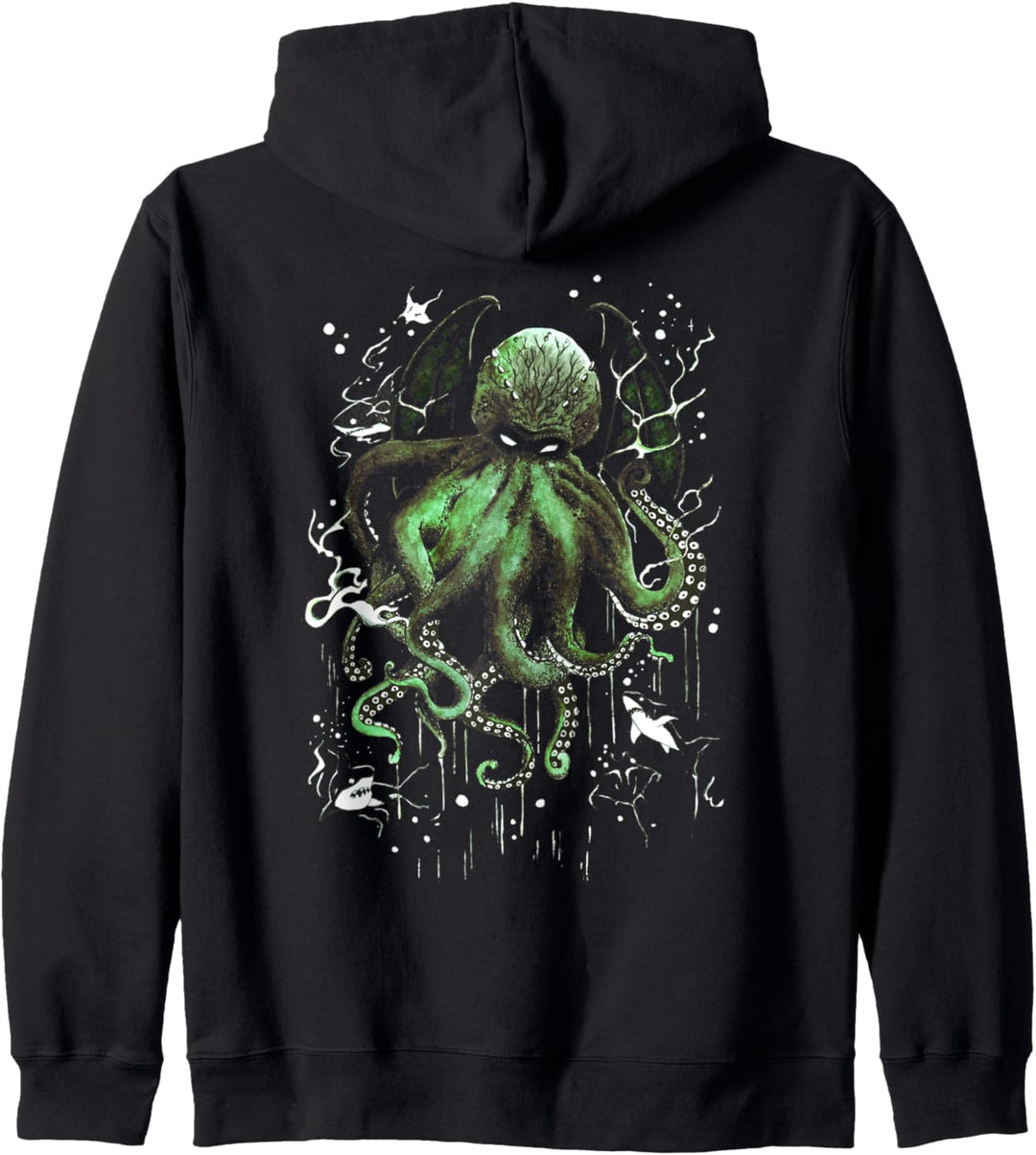 Krake Oktopus Seemonster Tintenfisch Tiefsee Ungeheuer grün Kapuzenjacke