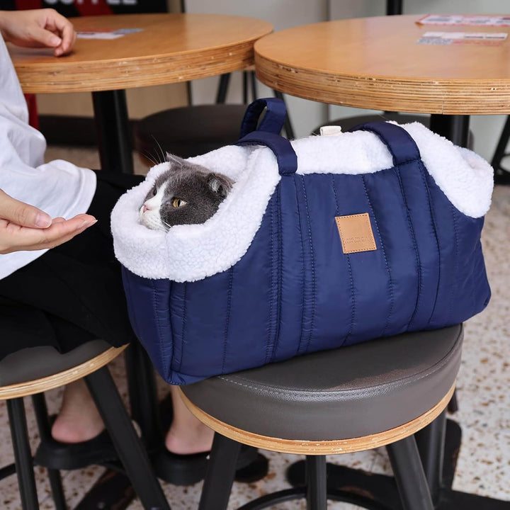 Tierbedarf Kleine Hundetragetasche aus Winterfleece, warme Hundetragetasche mit sicherem Geschirr-Cl