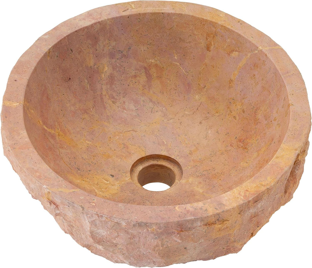 Divero Handwaschbecken Aufsatzwaschbecken Naturstein (rosé marmoriert), Rosé Marmoriert