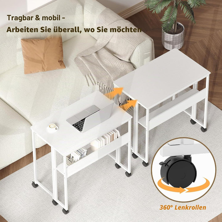 Garvee Klapptisch mit Rollen, 80x50x75 cm (Gesamthöhe), 31.5 Zoll Arbeitsplatz Tisch aus Sperrholz &amp;